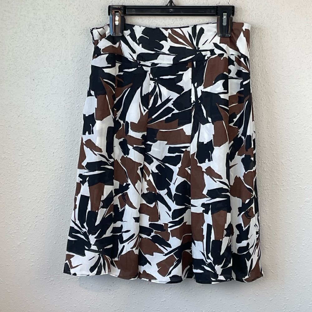 NWT JW Collection Womens Black, White and Brown Midi Skirt Size M